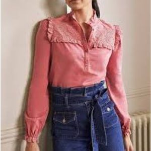 Boden broderie yolk Jersey top